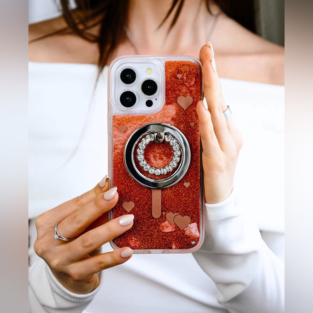 LUXYLEMON IPHONE 16 PRO RED GLITTER LIQUID CASE | NWT